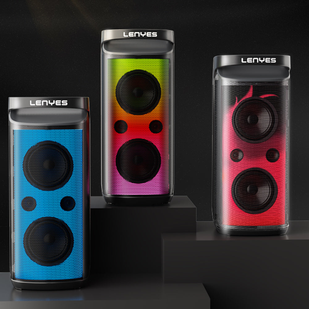 Lenyes S882 Su Geçirmez Mikrofonlu Çoklu Giriş RGB Işıklı TWS Karaoke FM Bluetooth Hoparlör v5.3 200W Siyah