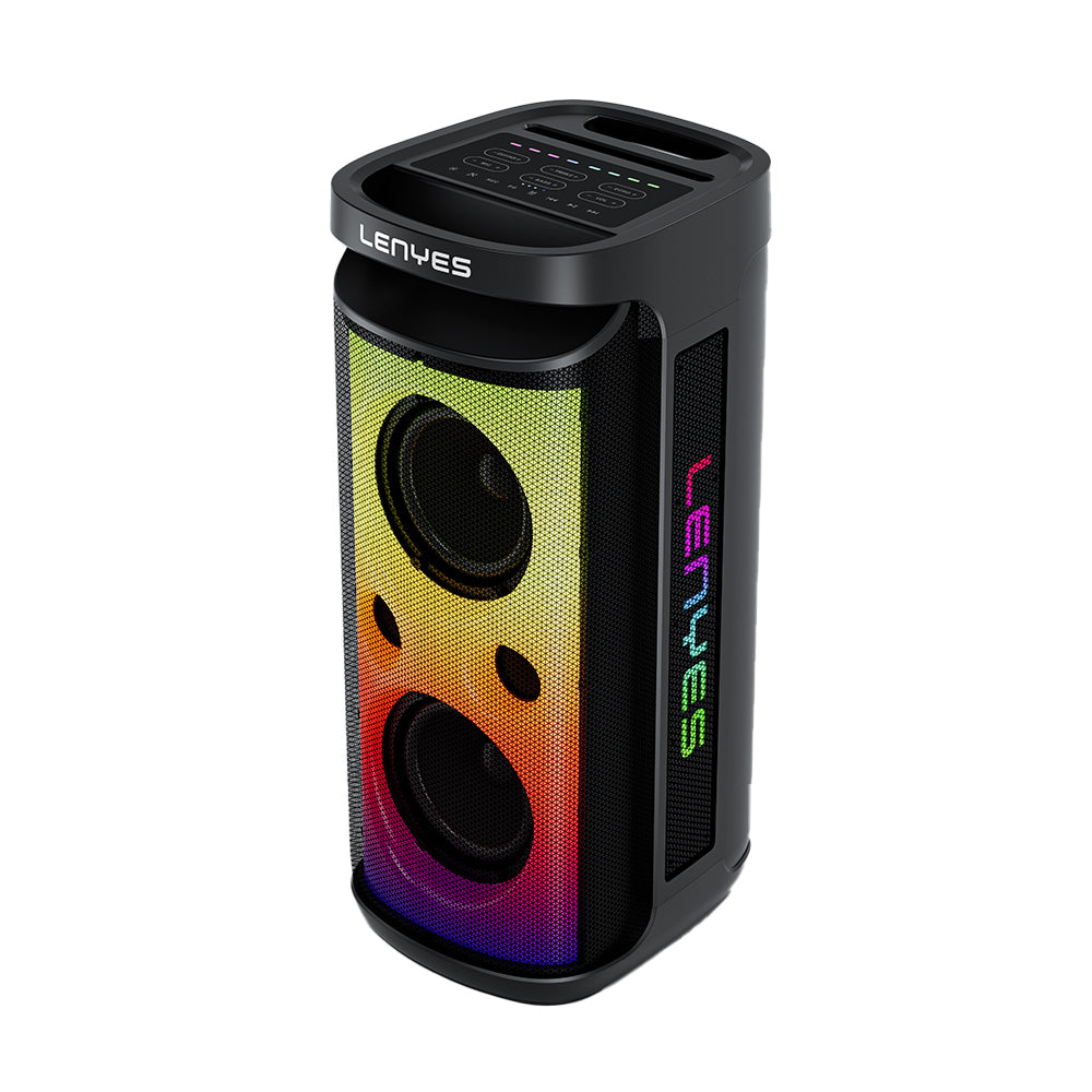Lenyes S882 Su Geçirmez Mikrofonlu Çoklu Giriş RGB Işıklı TWS Karaoke FM Bluetooth Hoparlör v5.3 200W Siyah