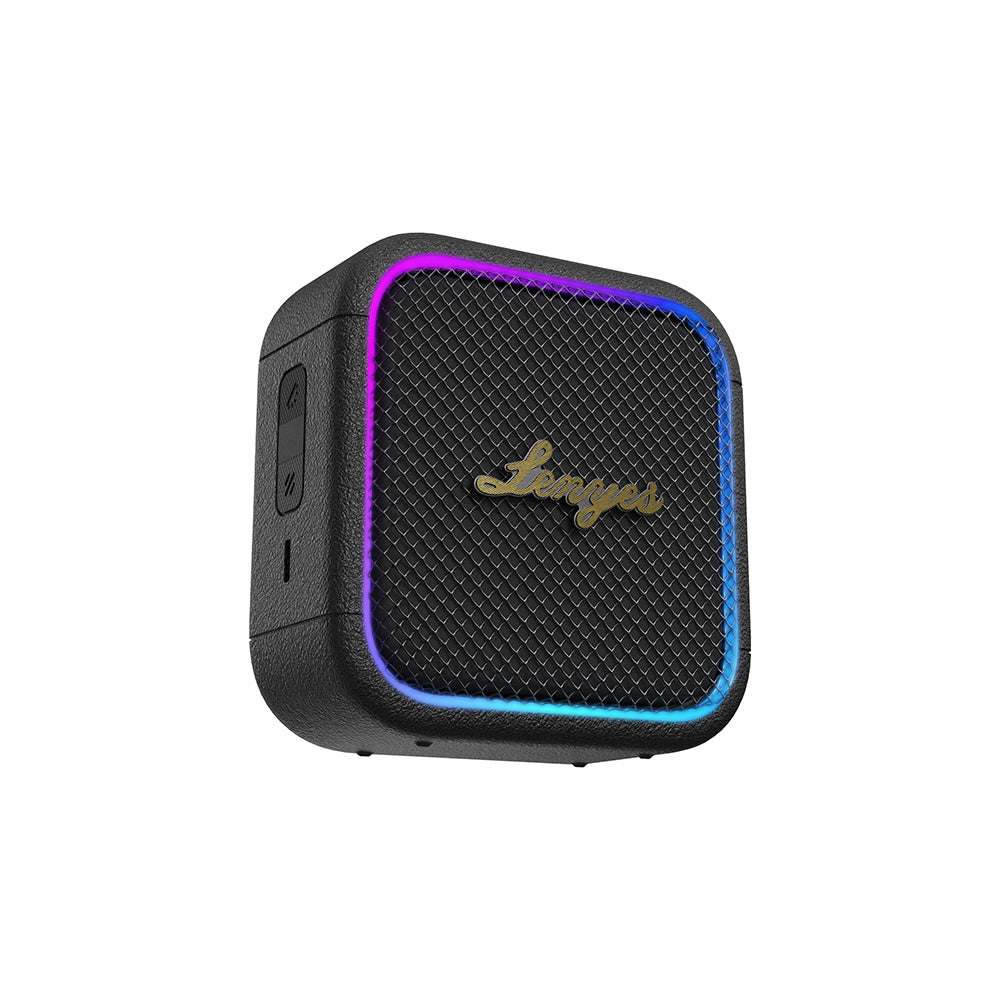 Lenyes S890 Su Geçirmez Özellikli RGB Işıklı Askılı Mini OTG-TWS Bluetooth Hoparlör v5.3 Siyah