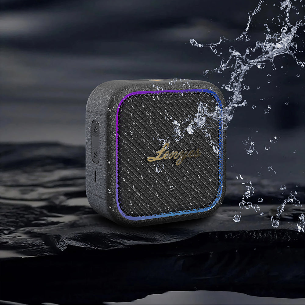 Lenyes S890 Su Geçirmez Özellikli RGB Işıklı Askılı Mini OTG-TWS Bluetooth Hoparlör v5.3 Bej