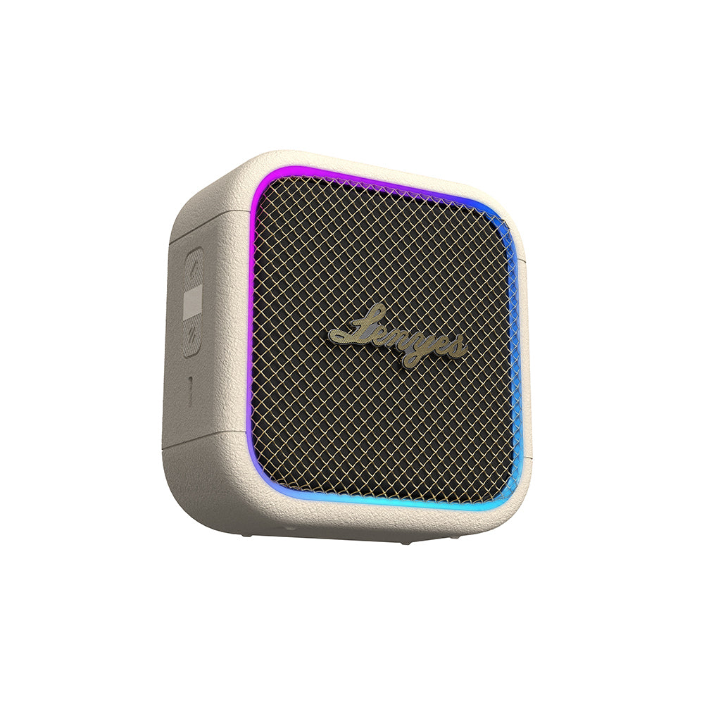 Lenyes S890 Su Geçirmez Özellikli RGB Işıklı Askılı Mini OTG-TWS Bluetooth Hoparlör v5.3 Bej