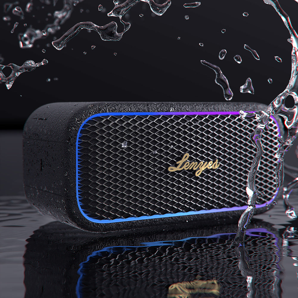 Lenyes S891 RGB Işıklı Taşınabilir Su Geçirmez OTG-TWS Bluetooth Hoparlör v5.3 80W Siyah