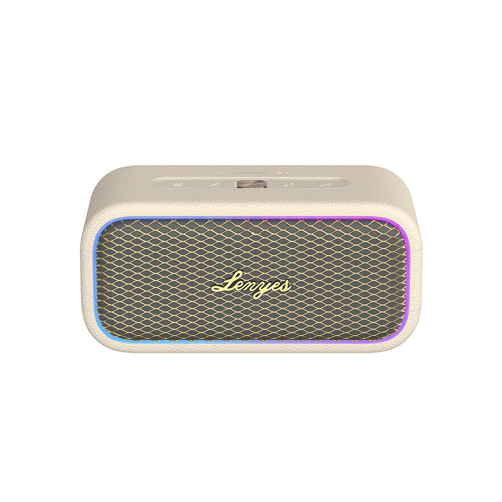 Lenyes S891 RGB Işıklı Taşınabilir Su Geçirmez OTG-TWS Bluetooth Hoparlör v5.3 80W Bej