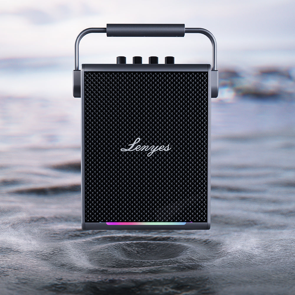 Lenyes Titan 1 Serisi RGB Işıklı Çift Mikrofonlu Bluetooth Speaker Hoparlör v5.3 5000mAh Siyah