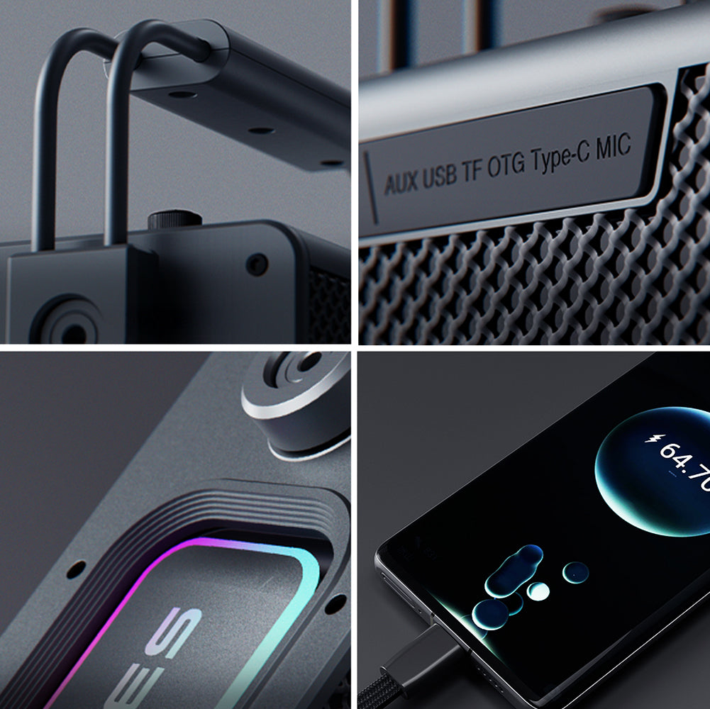 Lenyes Titan 1 Serisi RGB Işıklı Çift Mikrofonlu Bluetooth Speaker Hoparlör v5.3 5000mAh Siyah