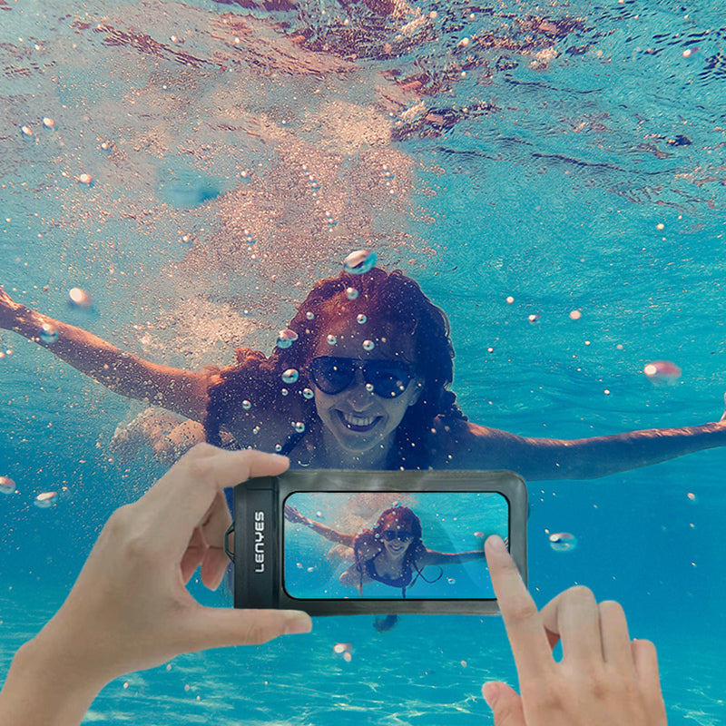 Lenyes WB2001 IPX8 Sertifikalı Universal Su Geçirmez 7.2 inç Kılıf Siyah