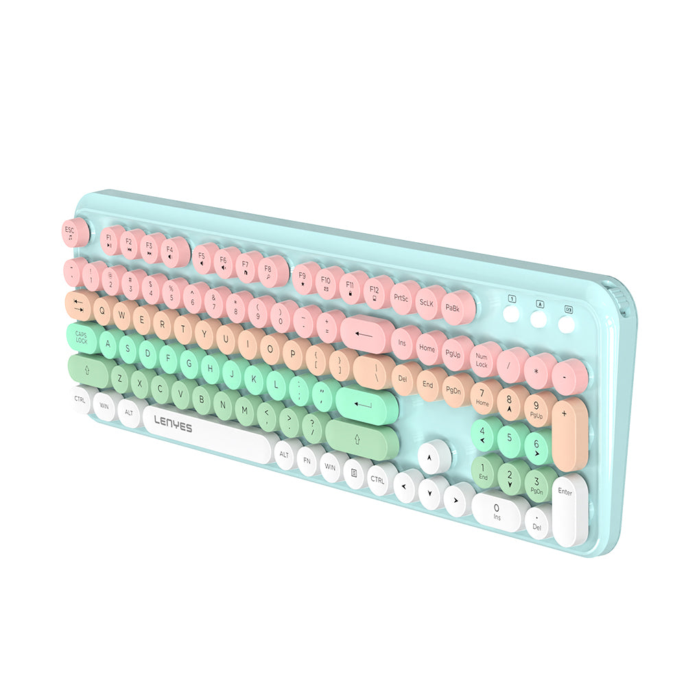 Lenyes WK103 Mekanik 2in1 2.4G Kablosuz Klavye ve 1600 DPI Mouse Seti Mavi