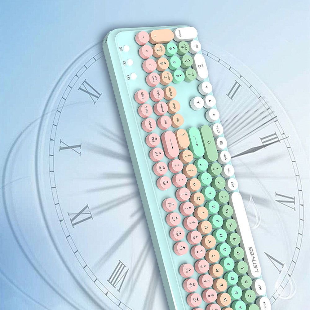 Lenyes WK103 Mekanik 2in1 2.4G Kablosuz Klavye ve 1600 DPI Mouse Seti Gri