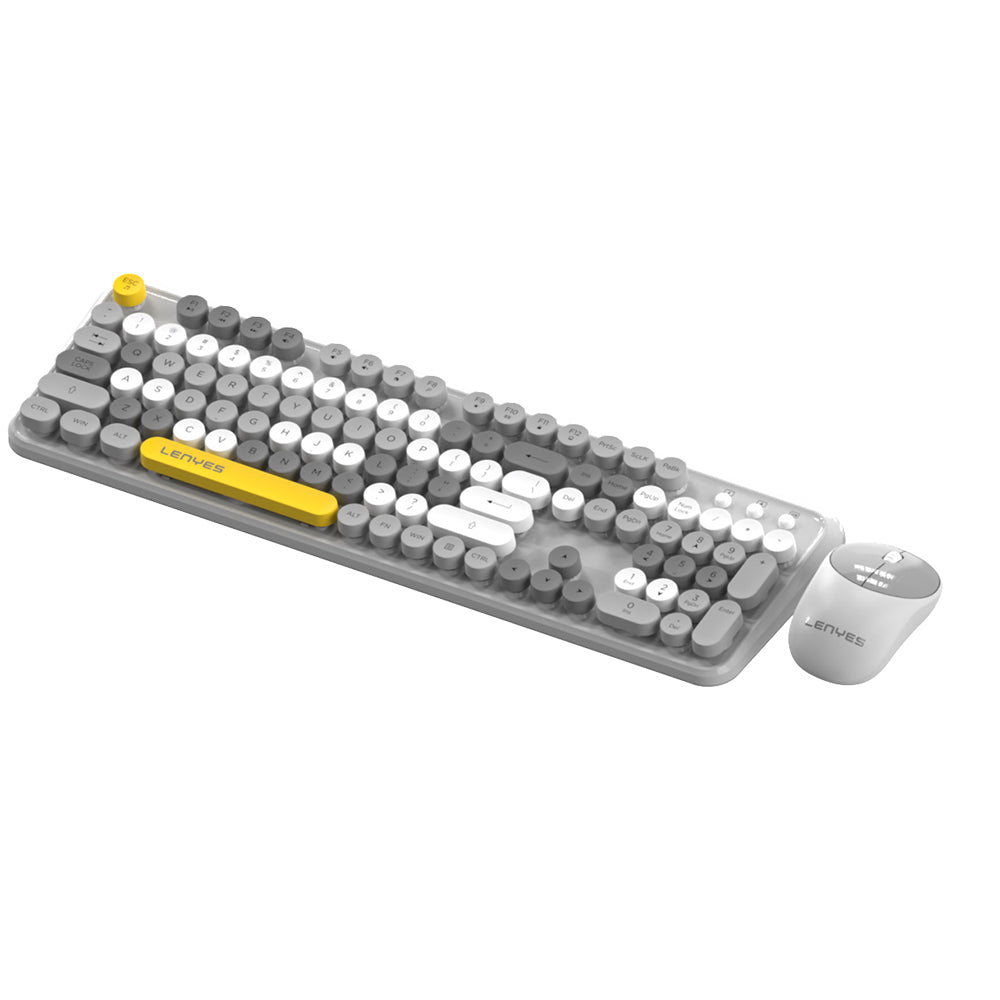 Lenyes WK103 Mekanik 2in1 2.4G Kablosuz Klavye ve 1600 DPI Mouse Seti Gri