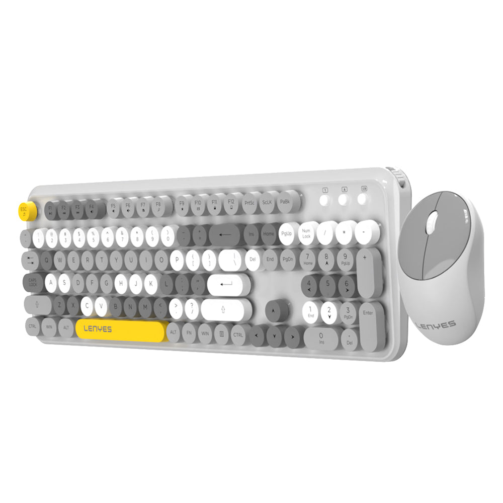Lenyes WK103 Mekanik 2in1 2.4G Kablosuz Klavye ve 1600 DPI Mouse Seti Gri