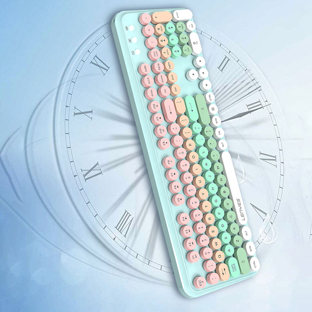 Lenyes WK103 Mekanik 2in1 2.4G Kablosuz Klavye ve 1600 DPI Mouse Seti Gri