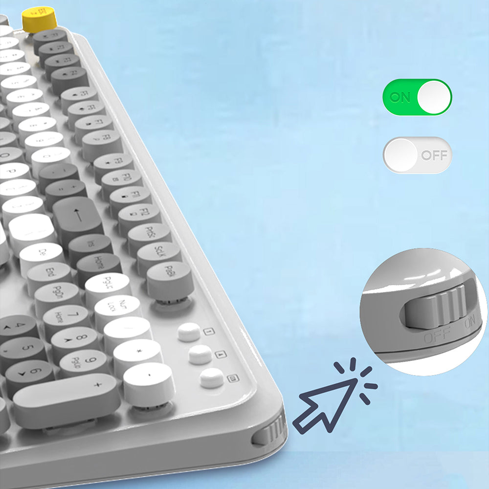 Lenyes WK103 Mekanik 2in1 2.4G Kablosuz Klavye ve 1600 DPI Mouse Seti Gri