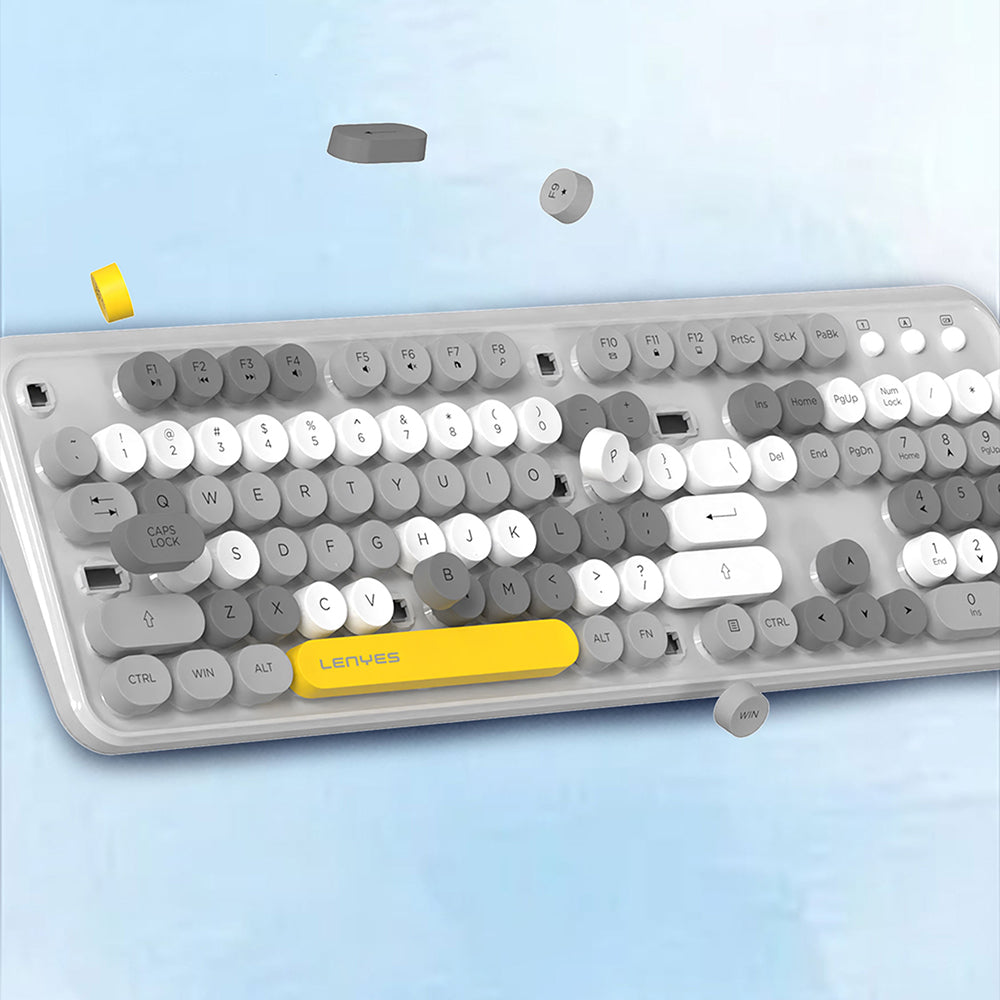 Lenyes WK103 Mekanik 2in1 2.4G Kablosuz Klavye ve 1600 DPI Mouse Seti Gri