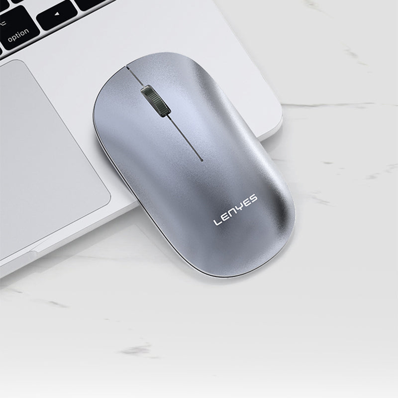 Lenyes WS103 Sessiz Buton Tasarımlı Ergonomik Çift Bluetooth Bağlantılı 2.4G Kablosuz Mouse 1200 DPI Gri
