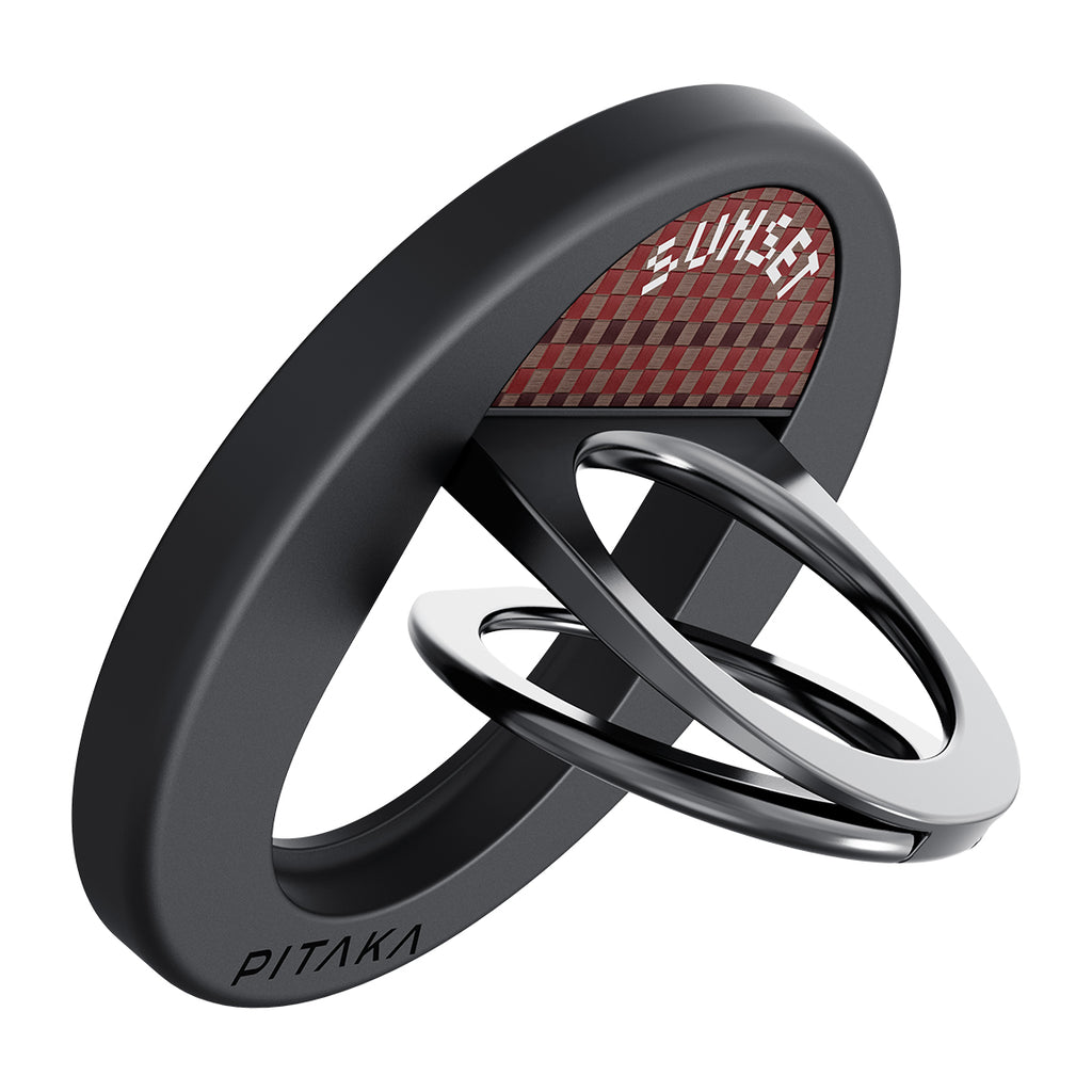 Pitaka Aramid Fiber Sunset Moonrise Serisi Sunset MagEZ Grip 3 Magnetik Ring Stand Telefon Tutucu Kahverengi
