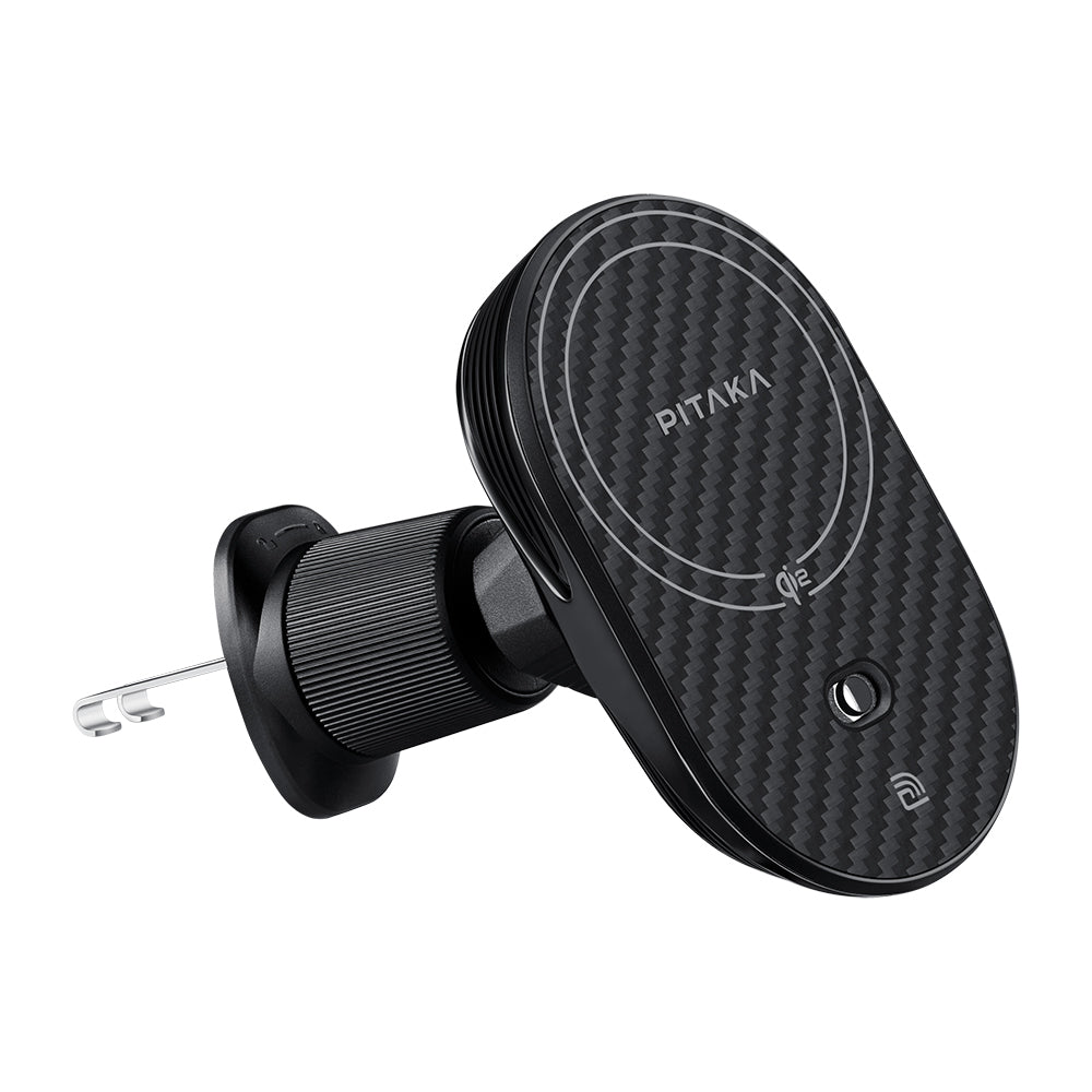 Pitaka MagEZ Pro 2 M-safe Şarj Özellikli Qi2 Aramid Fiber Araç Telefon Tutucu Siyah