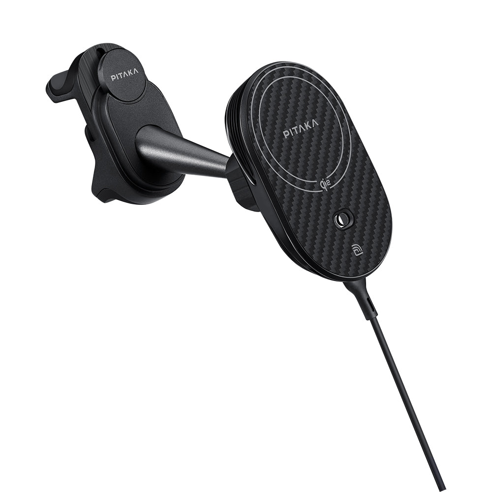 Pitaka MagEZ Pro 2 M-safe Şarj Özellikli Qi2 Aramid Fiber Araç Telefon Tutucu Siyah