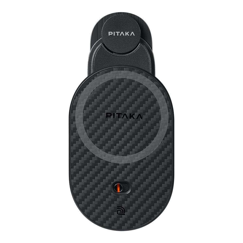 Pitaka MagEZ Pro 2 M-safe Şarj Özellikli Qi2 Tesla Model Y ve Model 3 Uyumlu Aramid Fiber Araç Telefon Tutucu Siyah