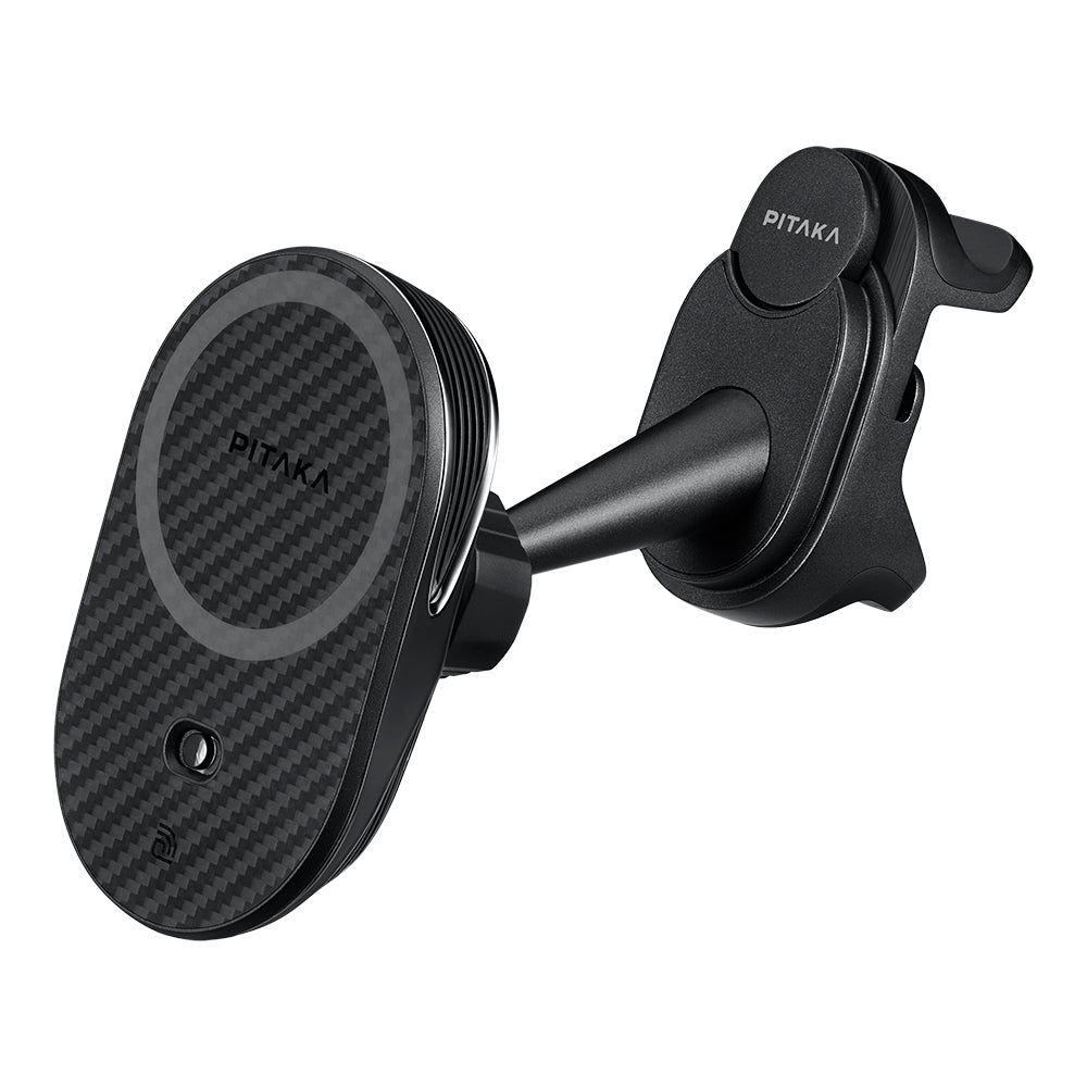 Pitaka MagEZ Pro 2 M-safe Şarj Özellikli Qi2 Tesla Model Y ve Model 3 Uyumlu Aramid Fiber Araç Telefon Tutucu Siyah