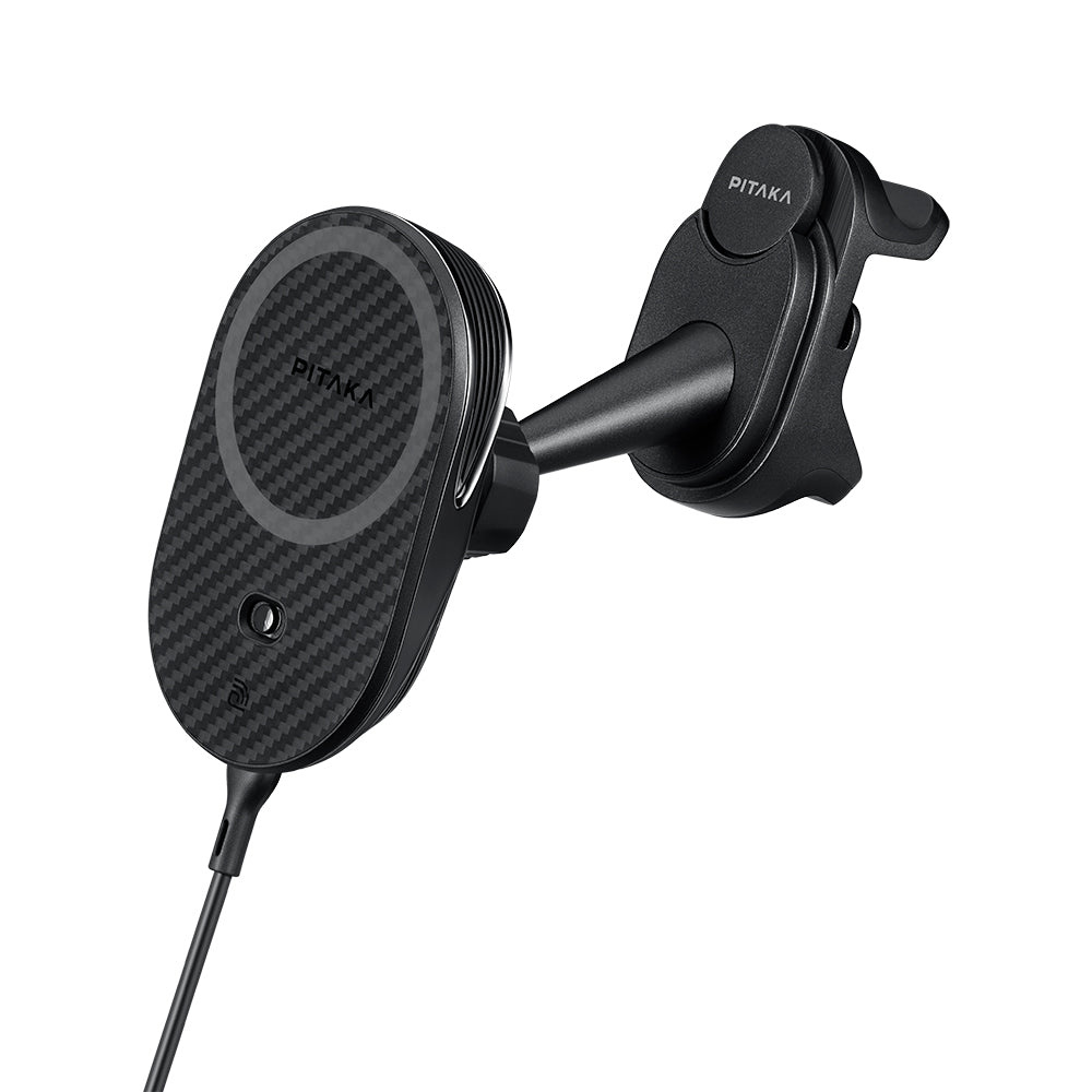 Pitaka MagEZ Pro 2 M-safe Şarj Özellikli Qi2 Tesla Model Y ve Model 3 Uyumlu Aramid Fiber Araç Telefon Tutucu Siyah