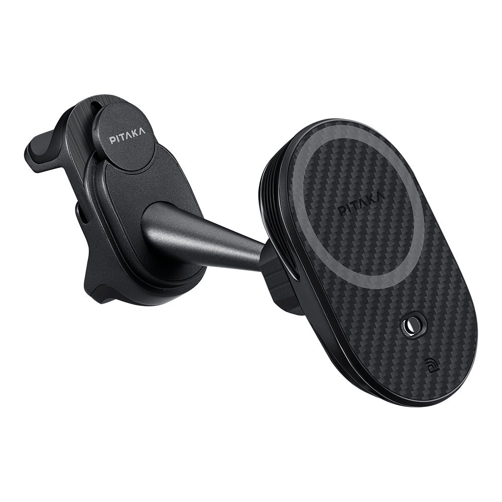 Pitaka MagEZ Pro 2 M-safe Şarj Özellikli Qi2 Tesla Model Y ve Model 3 Uyumlu Aramid Fiber Araç Telefon Tutucu Siyah