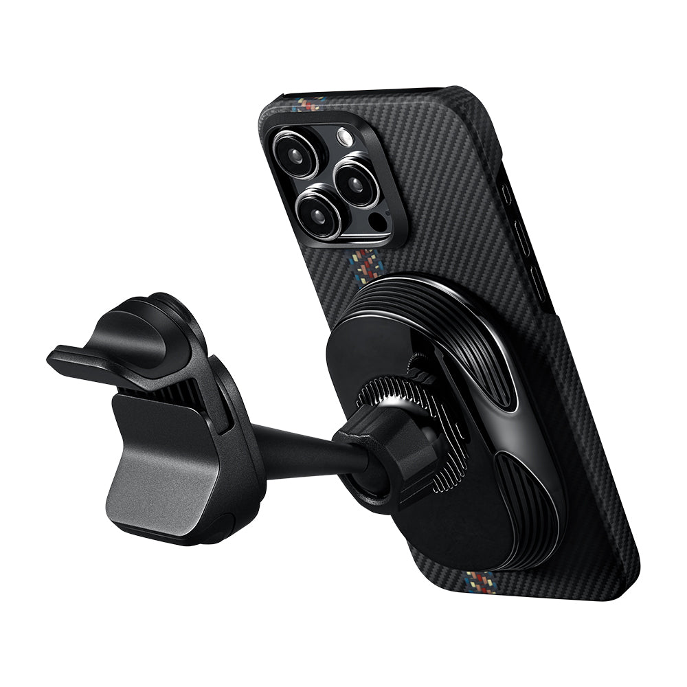 Pitaka MagEZ Pro 2 M-safe Şarj Özellikli Qi2 Tesla Model Y ve Model 3 Uyumlu Aramid Fiber Araç Telefon Tutucu Siyah