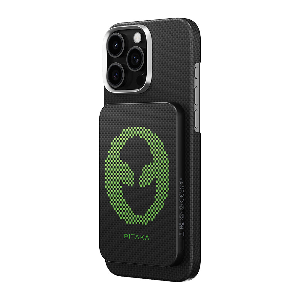 Pitaka Tactile Woven Qi2 Şarj Teknolojili Aramid Fiber M-Safe Powerbank 15W 5000mAh Siyah