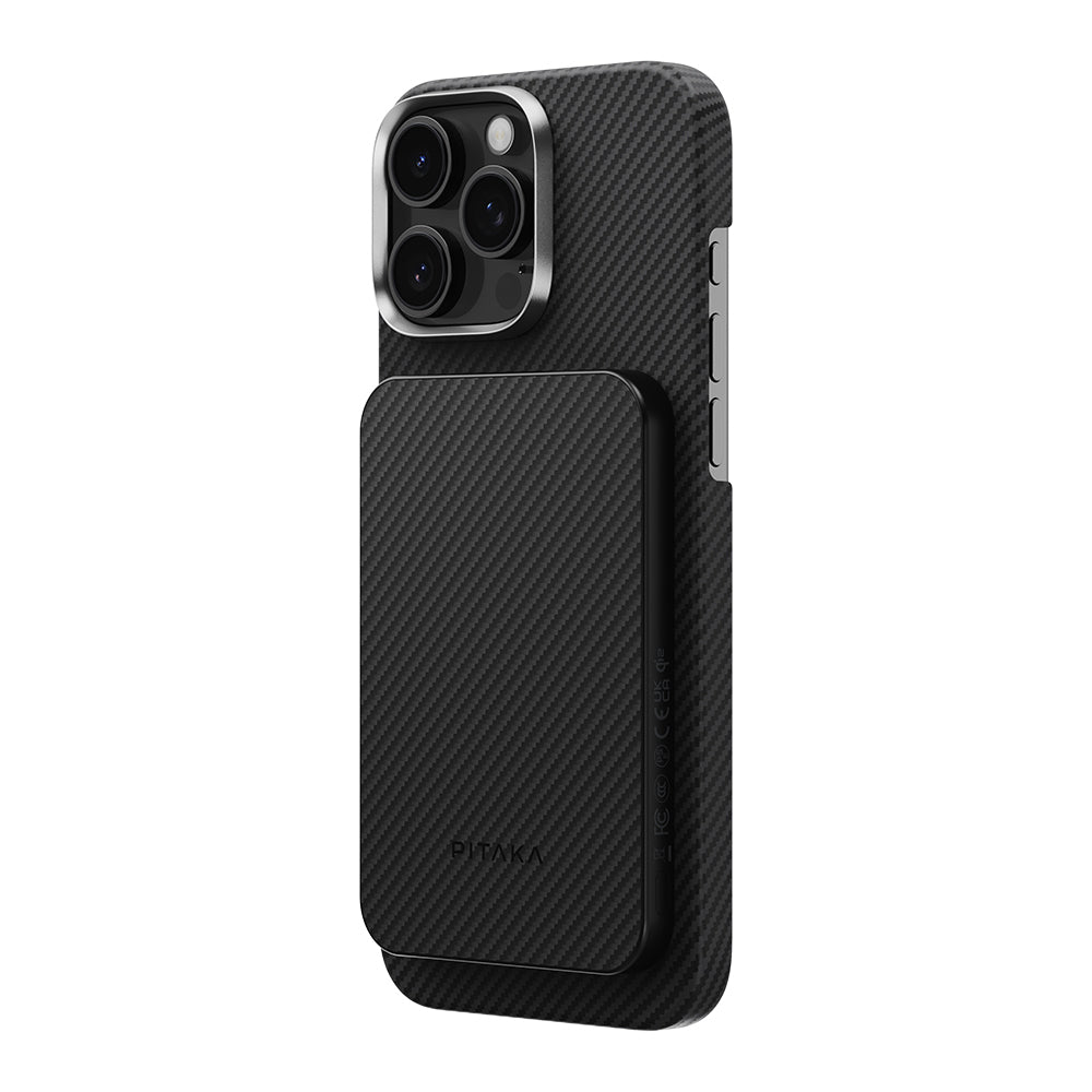 Pitaka Tactile Woven Qi2 Şarj Teknolojili Aramid Fiber M-Safe Powerbank 15W 5000mAh Siyah