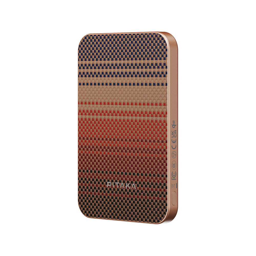Pitaka Tactile Woven Qi2 Şarj Teknolojili Aramid Fiber M-Safe Powerbank 15W 5000mAh Kahverengi