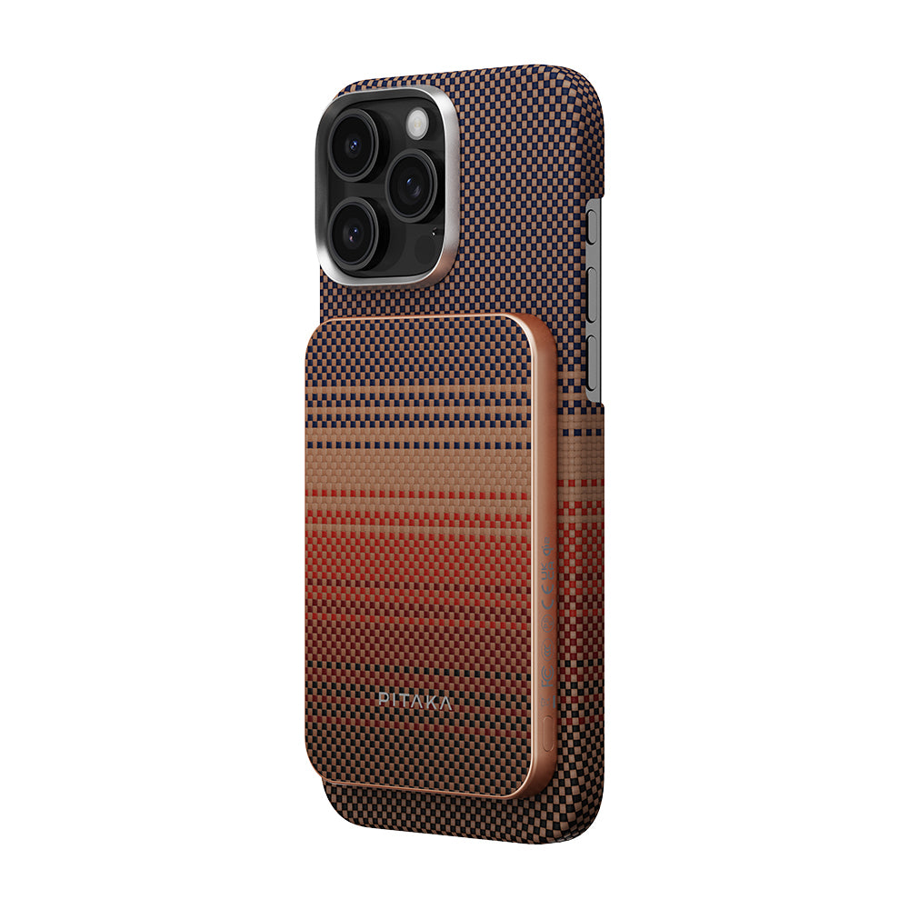 Pitaka Tactile Woven Qi2 Şarj Teknolojili Aramid Fiber M-Safe Powerbank 15W 5000mAh Siyah-Yeşil