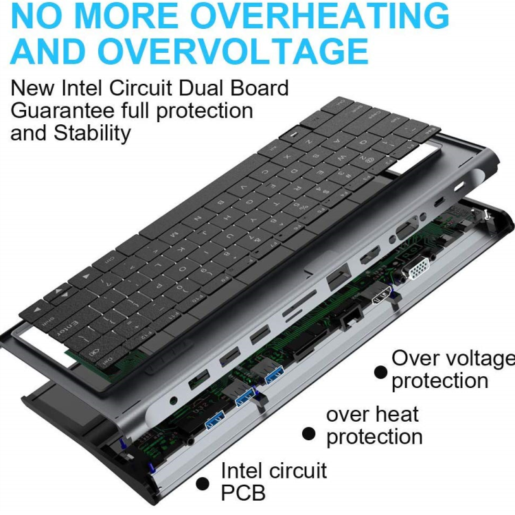 Qgeem QG-UH-11-2 Type-C Hub Klavye Siyah