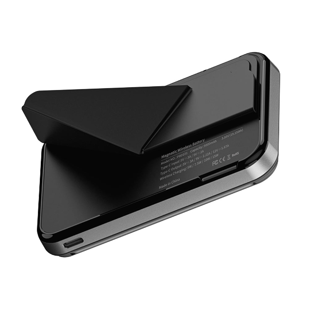 Raptic Trio Standlı Wireless ve PD Hızlı Şarj Özellikli Powerbank 15W 5000mAh Siyah