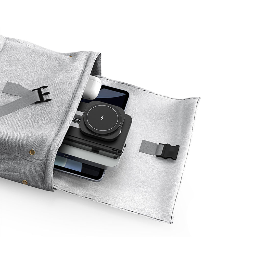 Recci RCW-49 Ambiyans Işıklı Telefon&Akıllı Saat&Kulaklık 15W 4in1 Kablosuz Şarj Standı Siyah