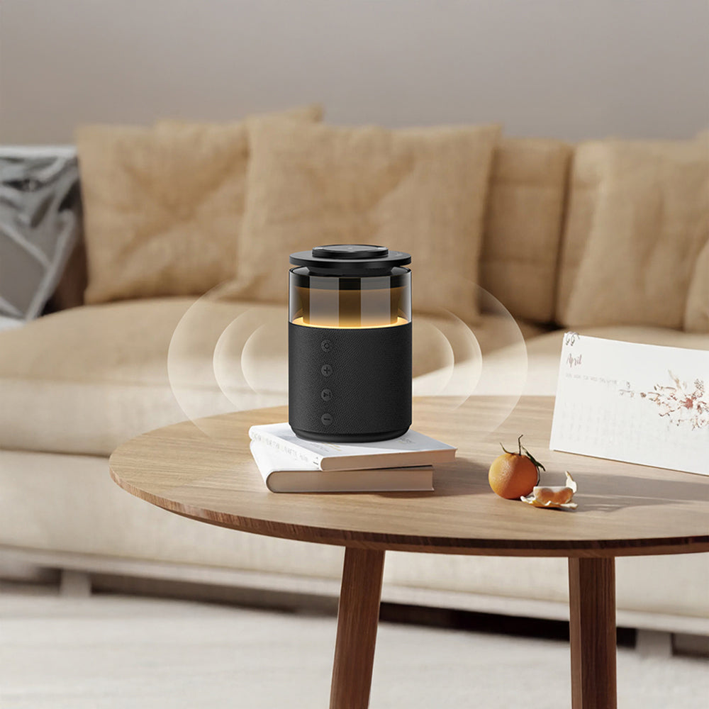 Recci RCW-51 Kablosuz Şarj Standı Ambiyans Işıklı Bluetooth Speaker Hoparlör Özellikli Siyah