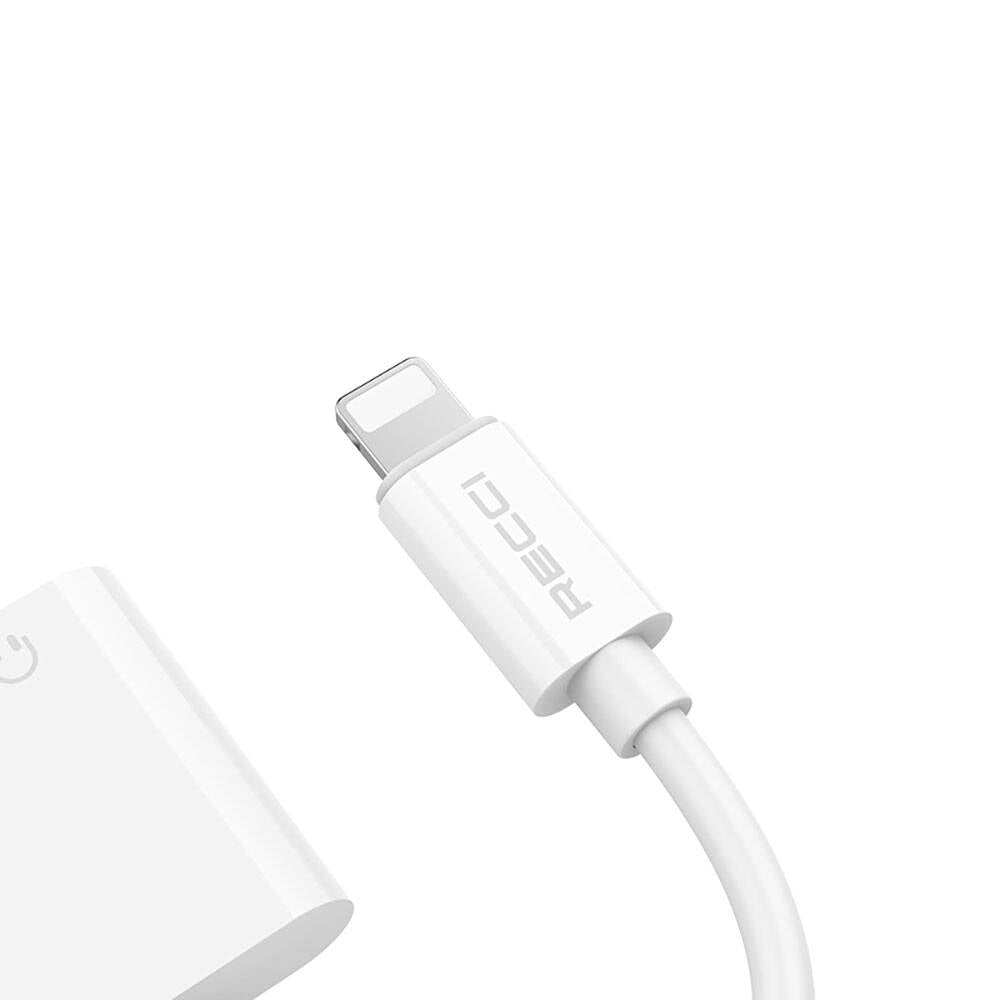 Recci RDS-A01 Lightning 2in1 Şarj ve Ses Adaptörü Beyaz