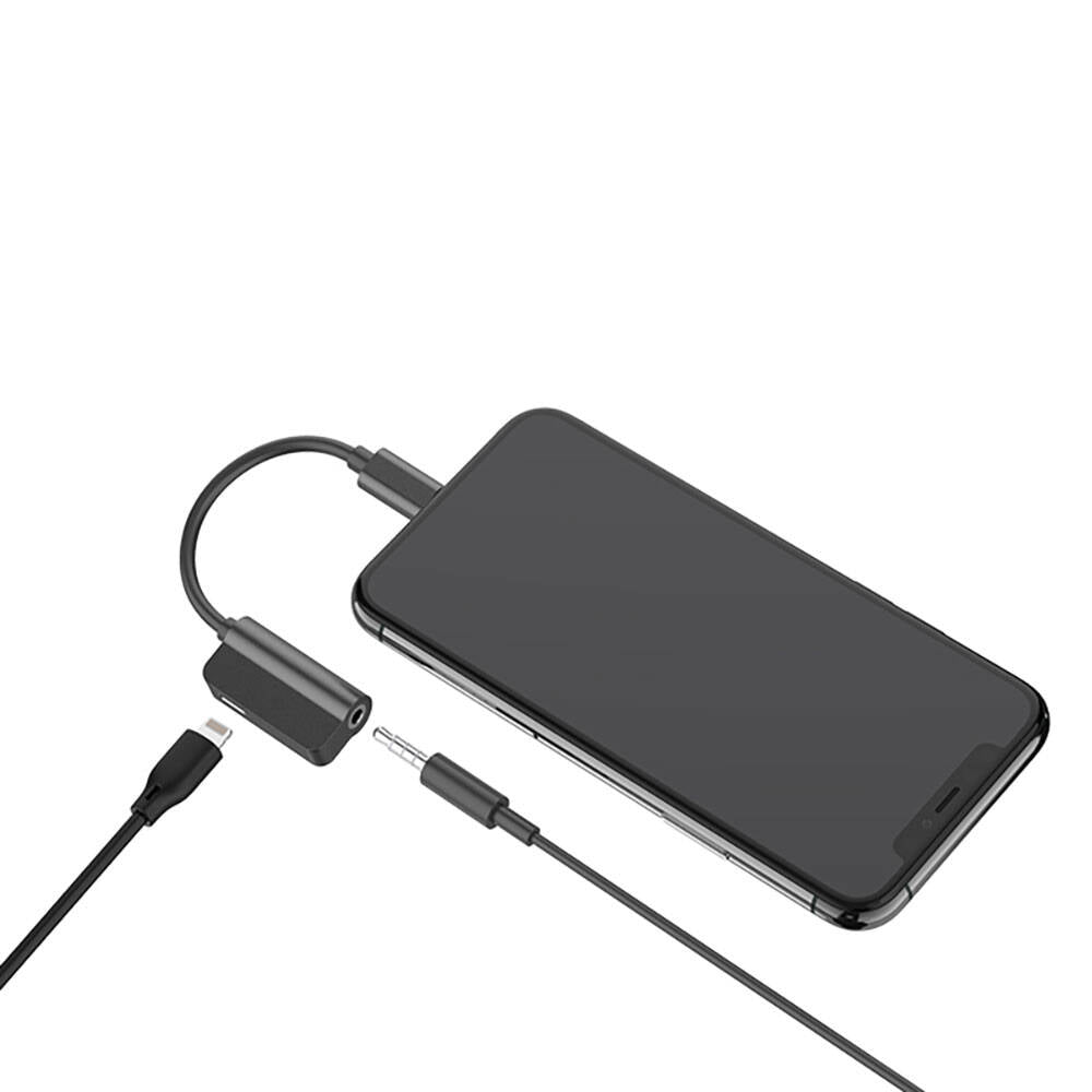 Recci RDS-A06 Lightning 2in1 Şarj ve Ses Adaptörü Siyah