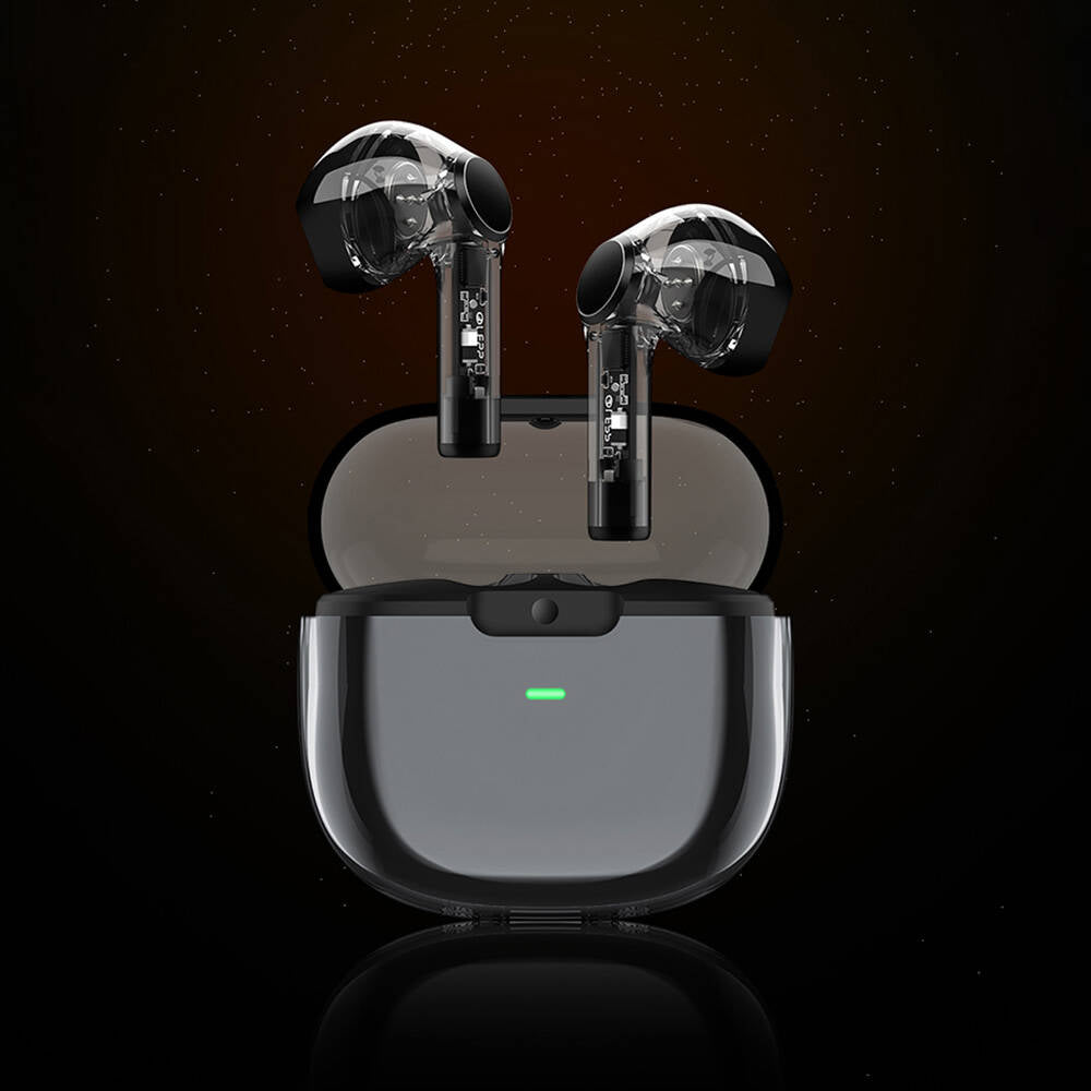 Recci REP-W50 Şeffaf Tasarım Hi-Fi Ses Kaliteli Bluetooth v5.3 Amber Serisi Kulak İçi Kulaklık Turuncu