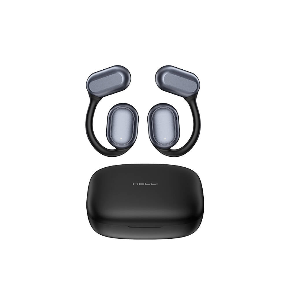 Recci REP-W76 OWS Wireless Hi-Fi Ses Kaliteli Dijital Led Göstergeli Bluetooth v5.3 Elegant Serisi Kulak İçi Kulaklık Siyah