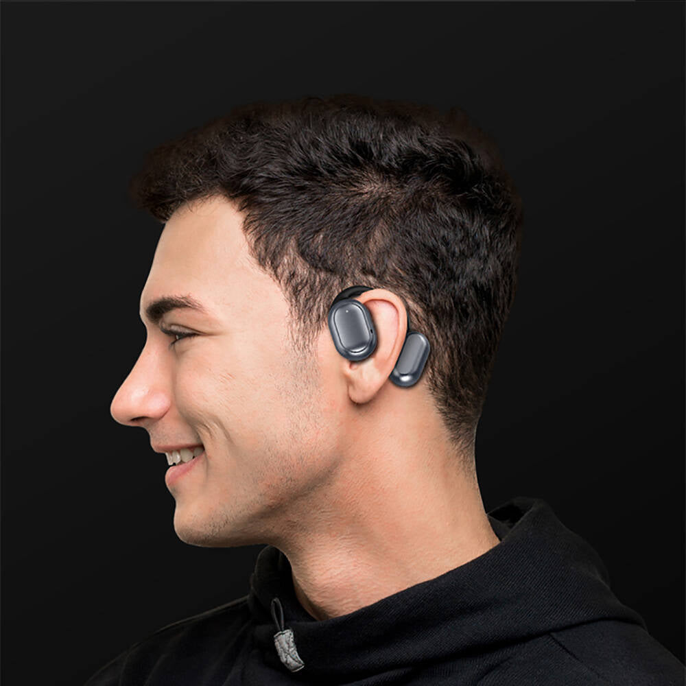 Recci REP-W76 OWS Wireless Hi-Fi Ses Kaliteli Dijital Led Göstergeli Bluetooth v5.3 Elegant Serisi Kulak İçi Kulaklık Siyah