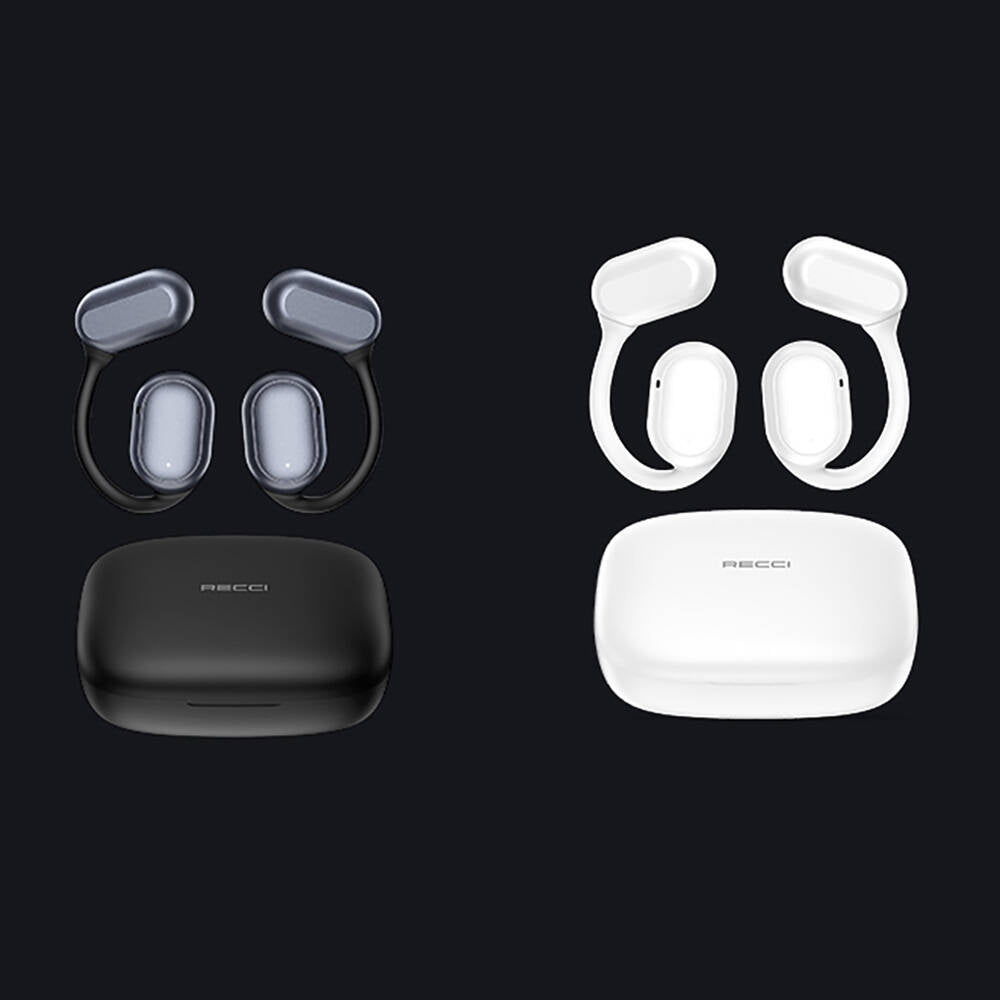 Recci REP-W76 OWS Wireless Hi-Fi Ses Kaliteli Dijital Led Göstergeli Bluetooth v5.3 Elegant Serisi Kulak İçi Kulaklık Siyah