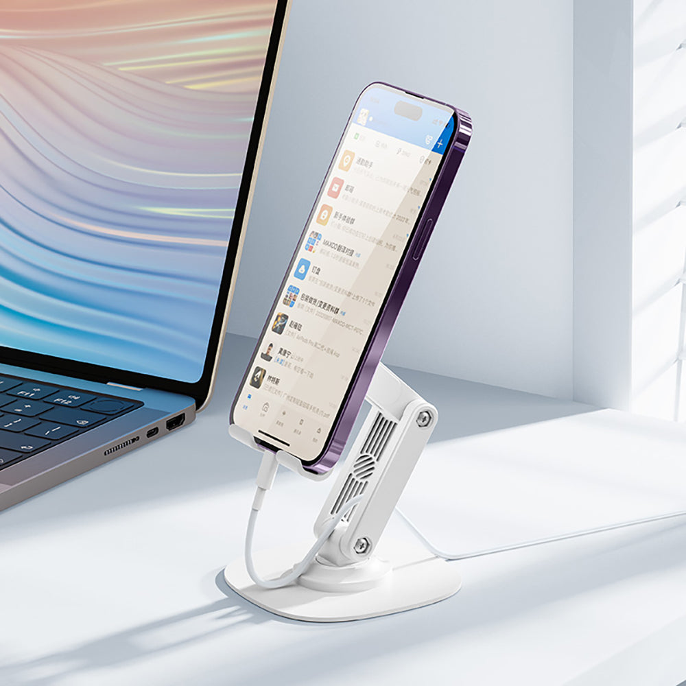 Recci RHO-M20 Ayarlanabilir Katlanabilir 360° Dönebilen Telefon ve Tablet Standı Beyaz