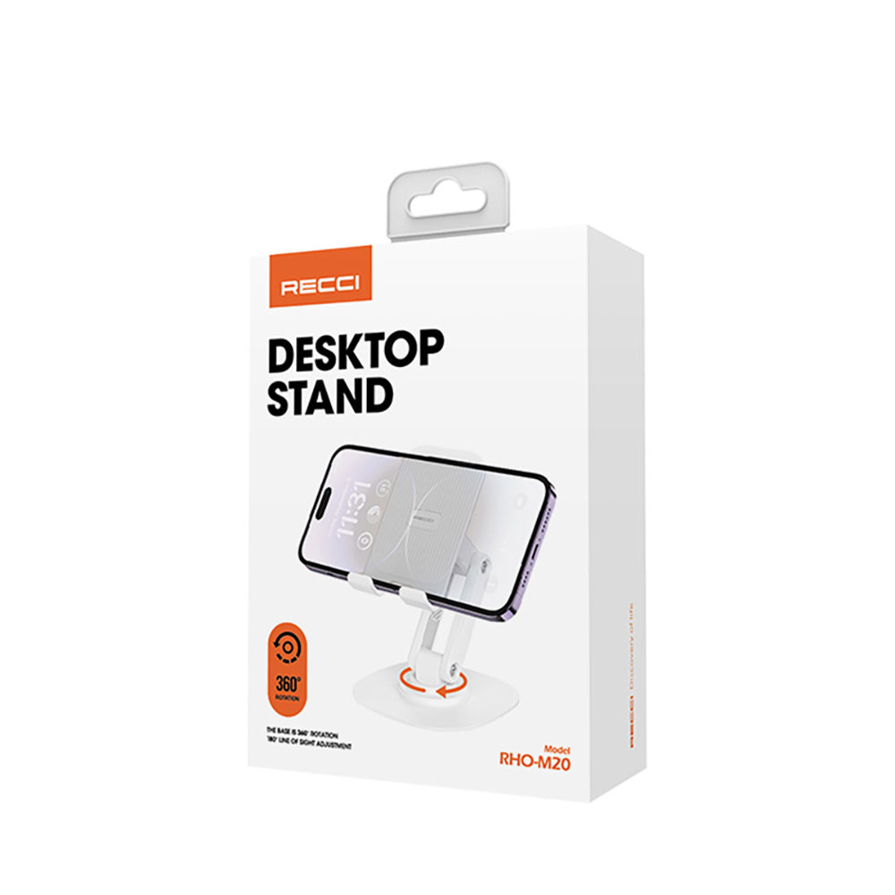 Recci RHO-M20 Ayarlanabilir Katlanabilir 360° Dönebilen Telefon ve Tablet Standı Beyaz