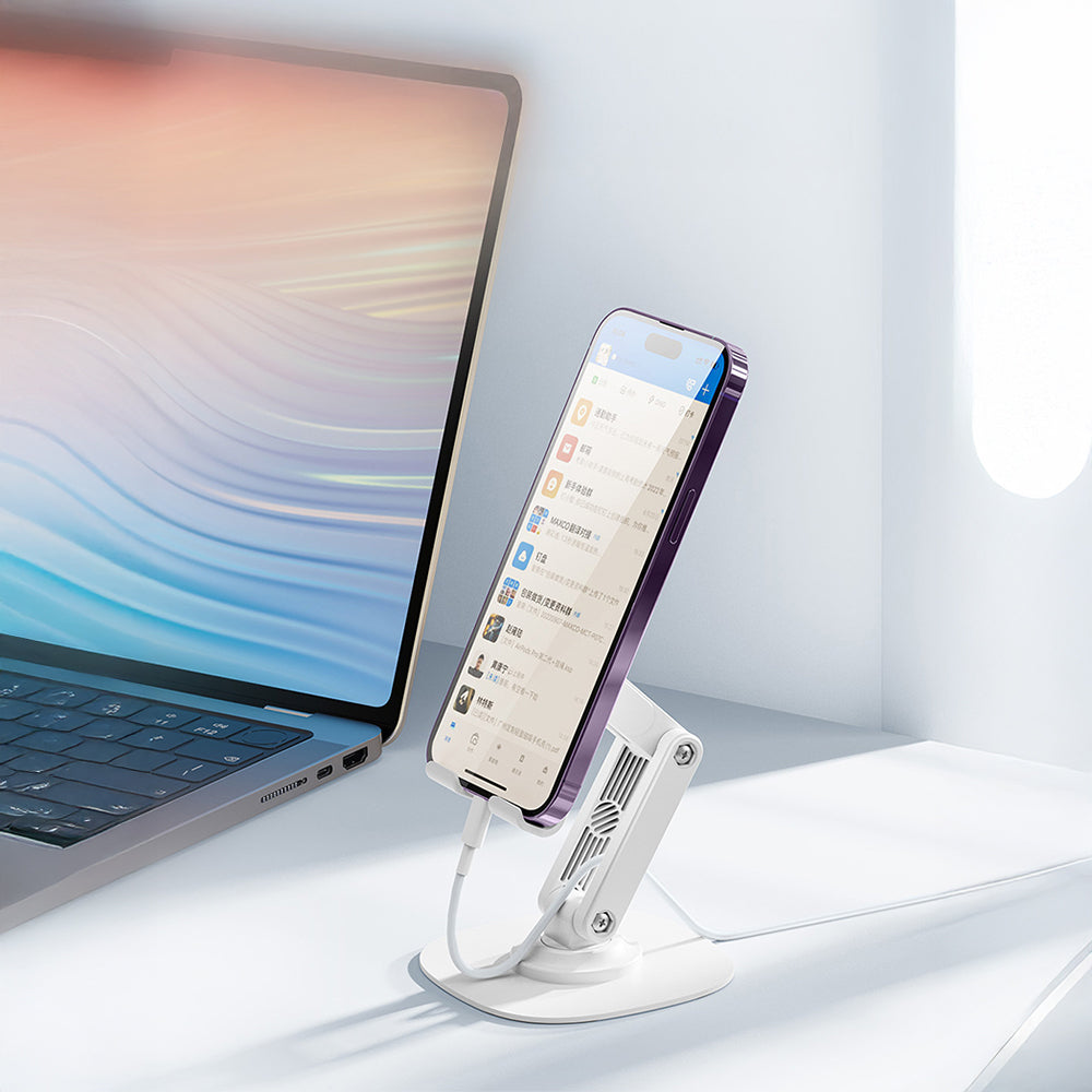 Recci RHO-M20 Ayarlanabilir Katlanabilir 360° Dönebilen Telefon ve Tablet Standı Beyaz