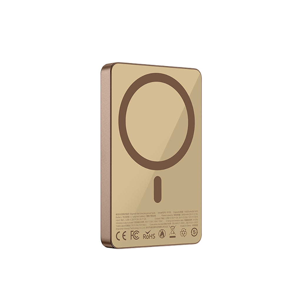 Recci RP35 PD 20W Led Göstergeli Hızlı Şarj Özellikli Wireless Powerbank 15W 10000mAh Gri