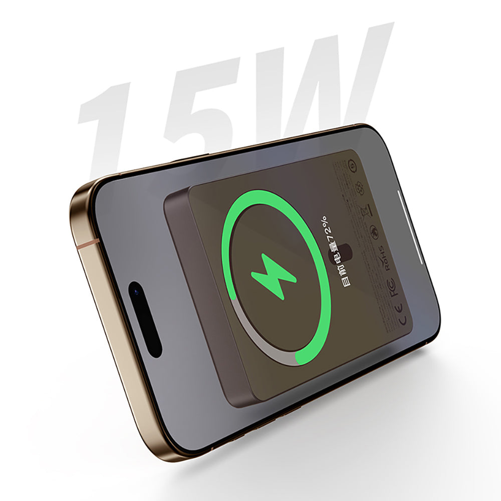 Recci RP35 PD 20W Led Göstergeli Hızlı Şarj Özellikli Wireless Powerbank 15W 10000mAh Gri