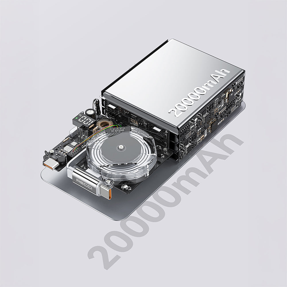 Recci RPB-P72 Hızlı Şarj Özellikli Type-C Kablolu Powerbank 65W 20.000mAh Siyah