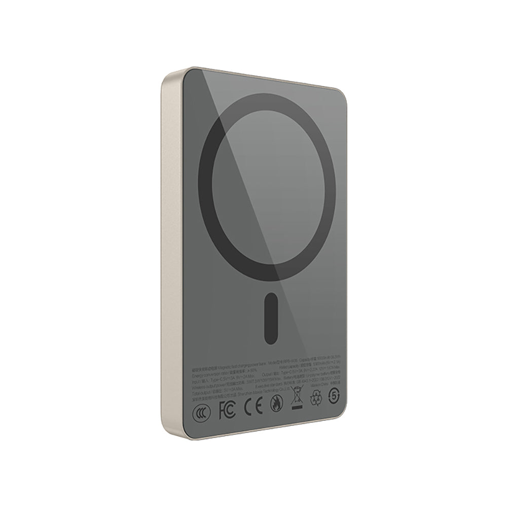 Recci RPB-W36 Ultra İnce PD 20W Hızlı Şarj Özellikli Wireless Powerbank 15W 10000mAh Gold