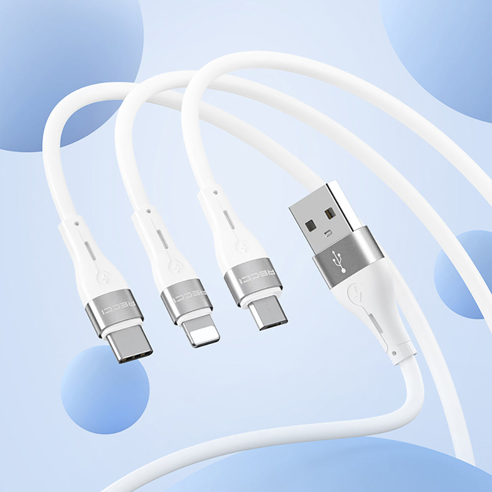 Recci RS11C Swift Serisi USB-A to Type-C 3A Hızlı Şarj Özellikli Data ve Şarj Kablosu 1M Beyaz