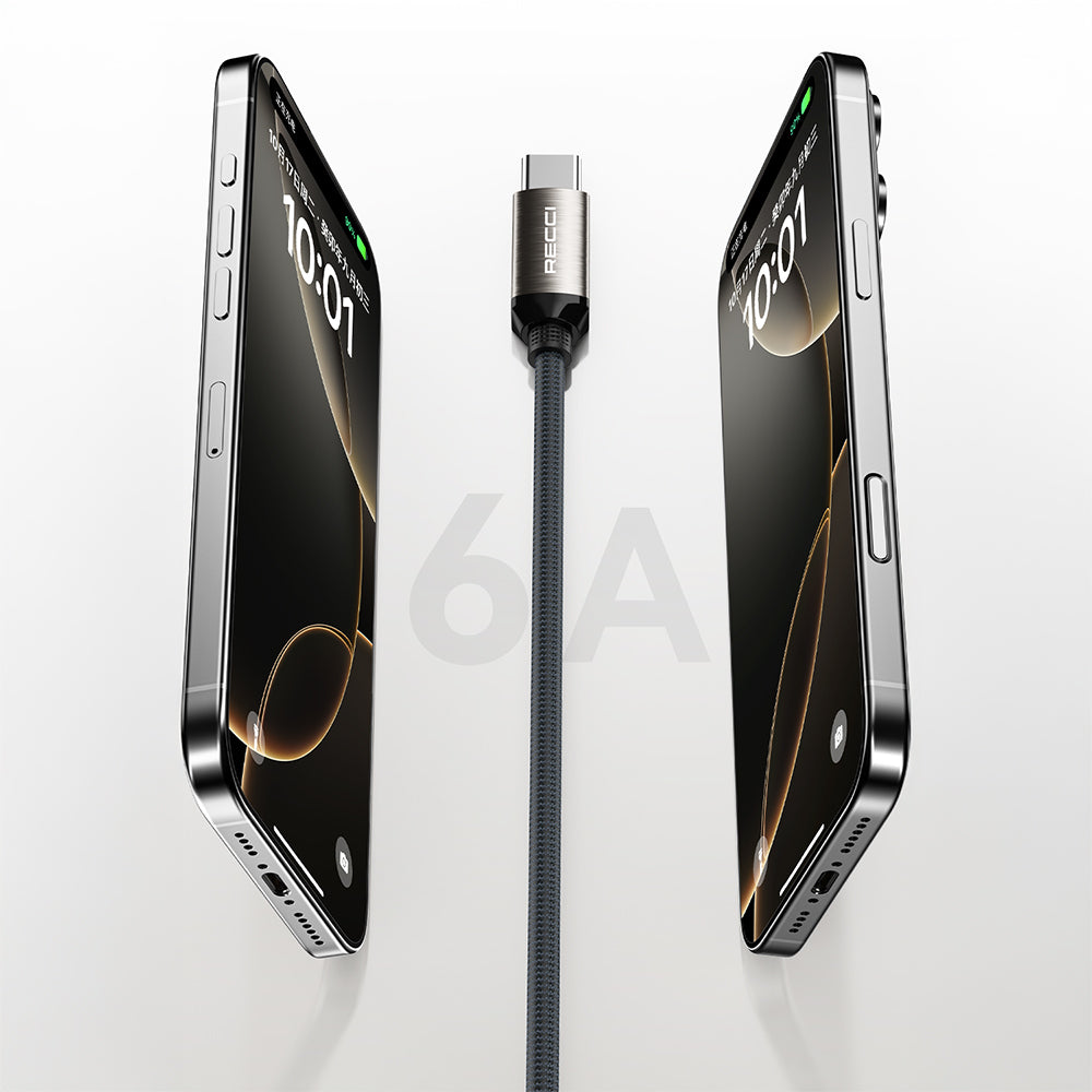 Recci RS35C USB-A to Type-C Örgü Tasarımlı Hızlı Şarj Özellikli Data ve Şarj Kablosu 1M Gri