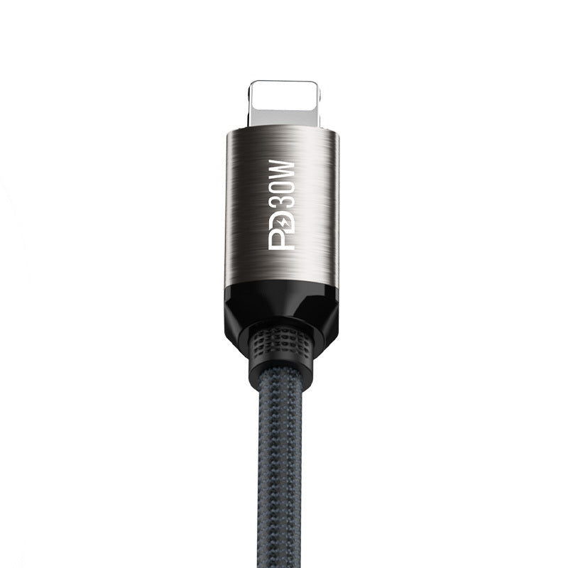 Recci RS35CL Type-C to Lightning PD 30W Örgü Tasarımlı Hızlı Şarj Özellikli Data ve Şarj Kablosu 1M Gri